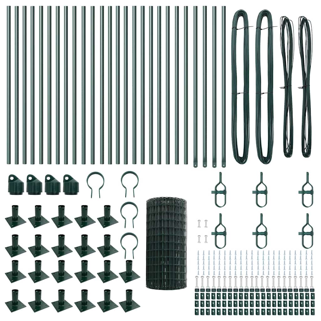 vidaXL Ευρωπαϊκός Φράχτης με 13 Φλαντζωτές Στήλες 0.6x50 μ Γαλβανισμένος Χάλυβας