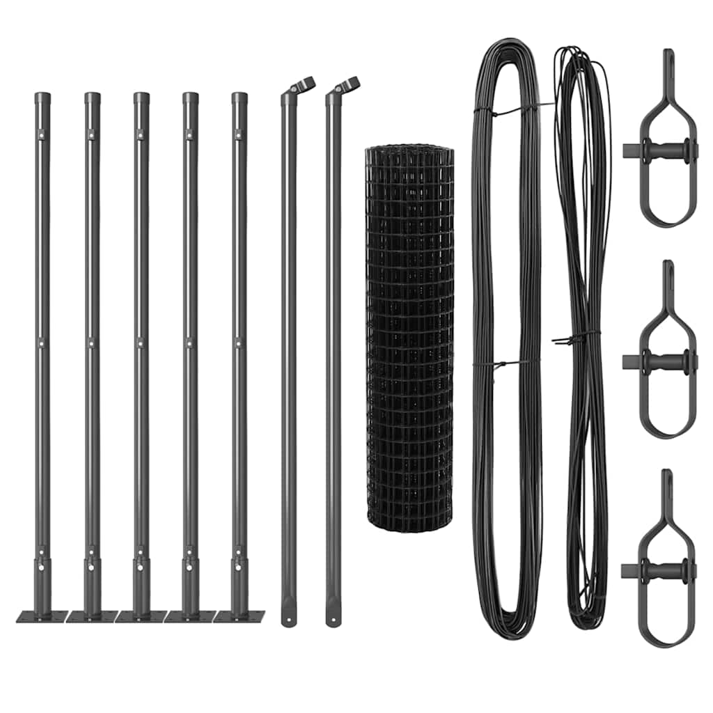 vidaXL Euro Fence με 7 Φλαντζαριστές Πόλους 0.6x10 μ Γαλβανισμένος Χάλυβας