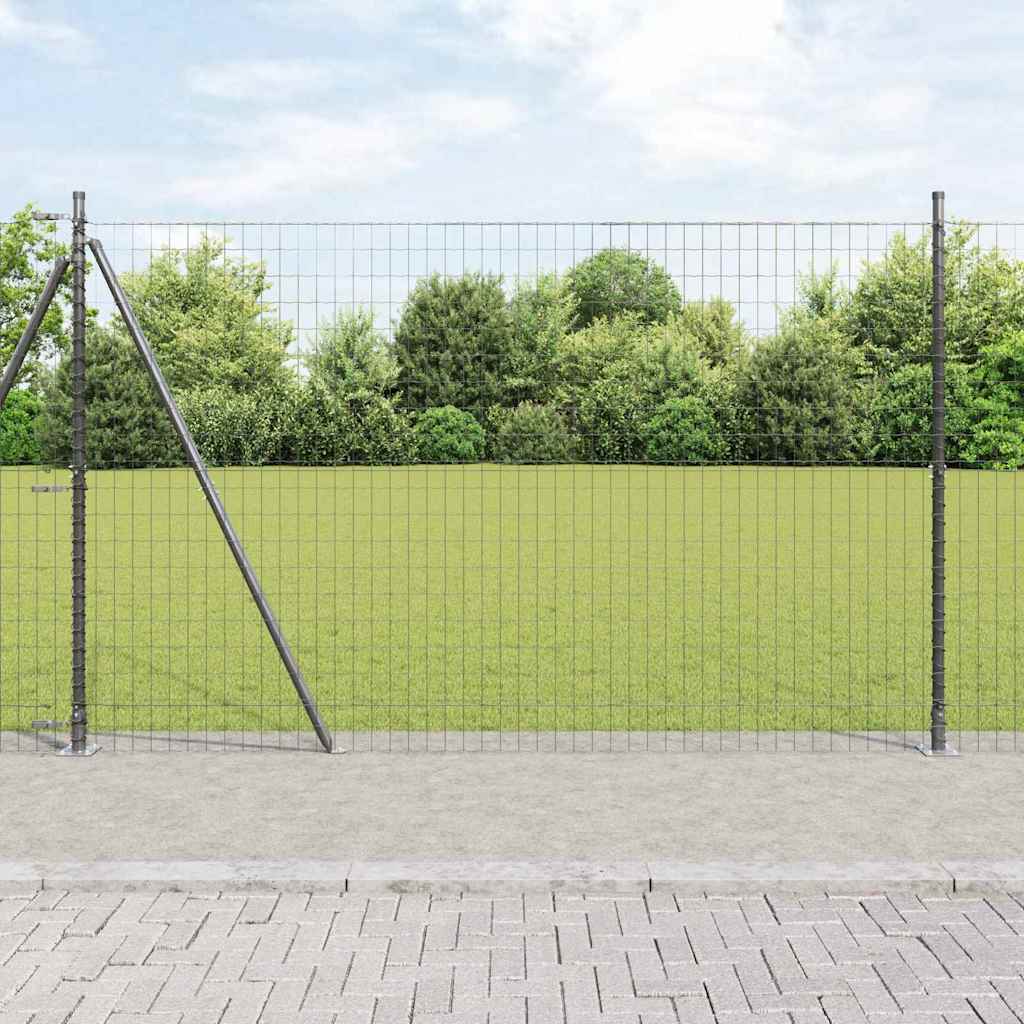 vidaXL Euro Fence με 7 φλαντζωτούς πόλους 1.6x10 μ Γαλβανισμένο ατσάλι