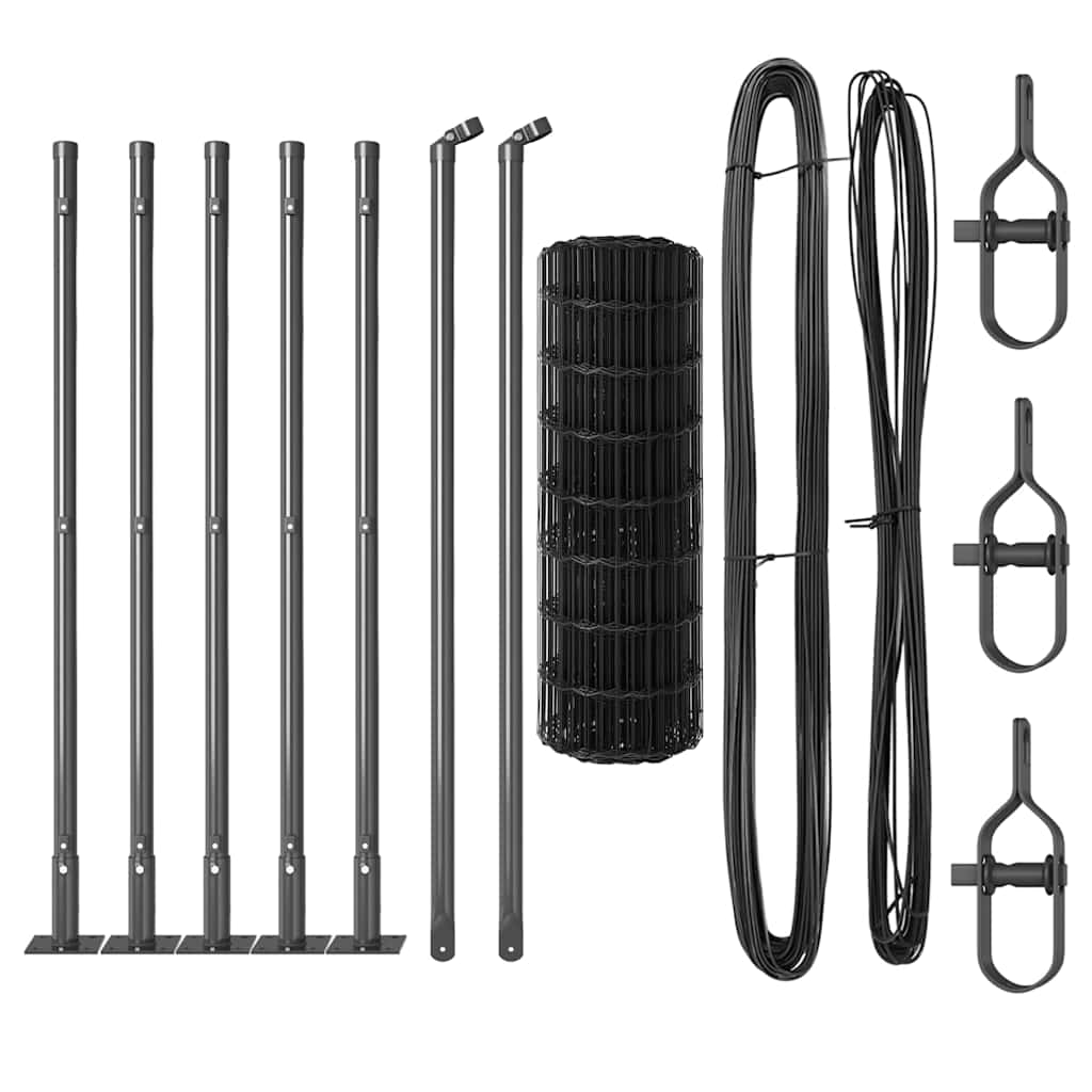vidaXL Euro Fence με 7 Στύλους Φλάντζας 0.6x10 μ Γαλβανισμένος Χάλυβας