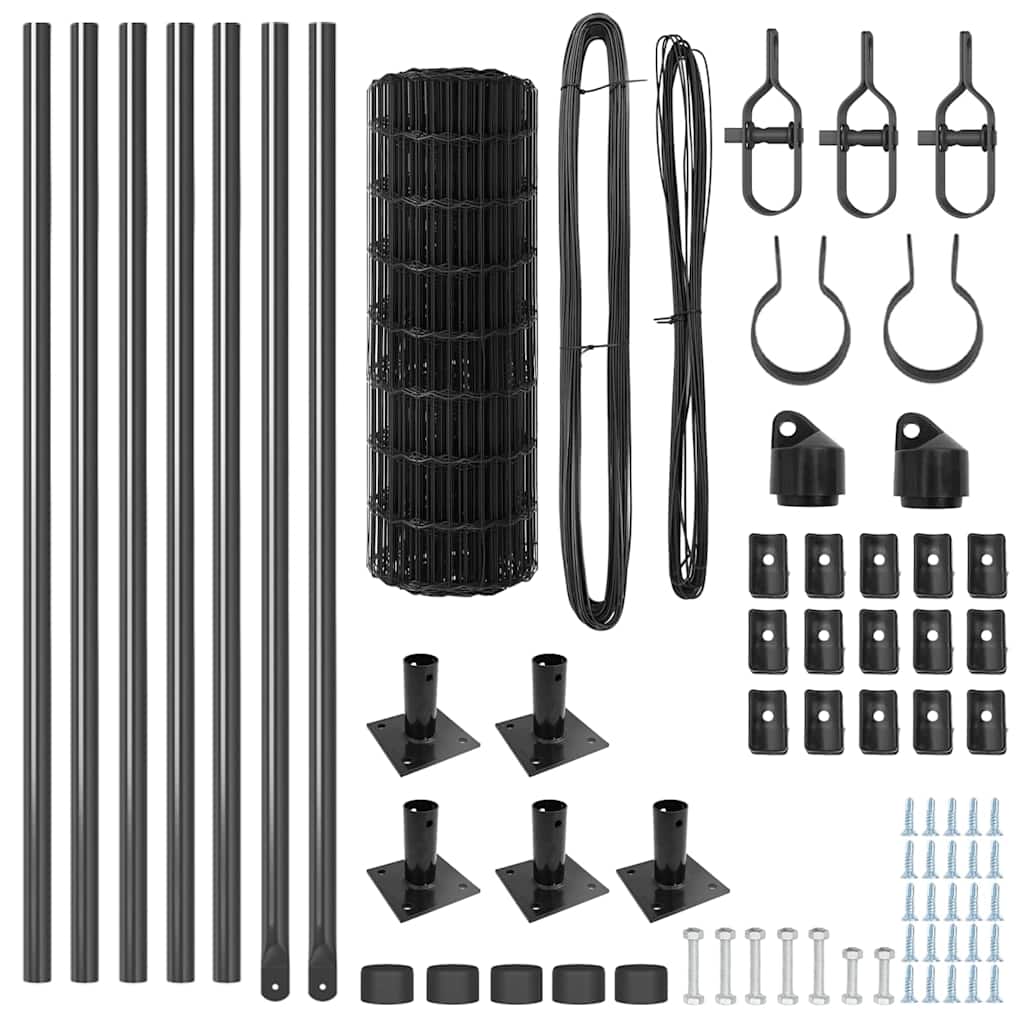 vidaXL Euro Fence με 7 Στύλους Φλάντζας 0.6x10 μ Γαλβανισμένος Χάλυβας