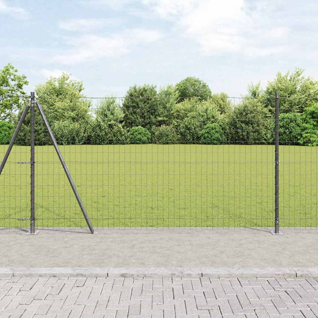 vidaXL Euro Fence με 7 φλαντζωτές κολώνες 1.2x10 μ Γαλβανισμένο ατσάλι