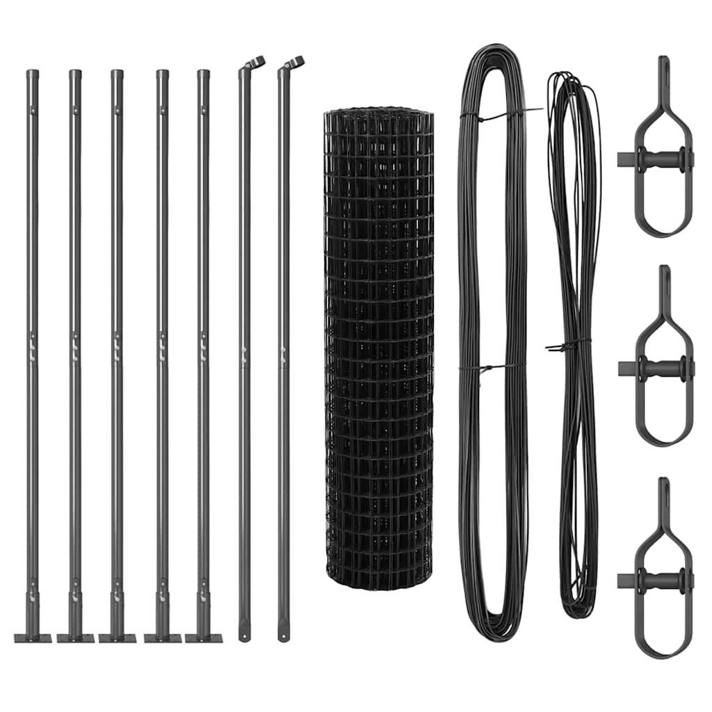 vidaXL Ευρωπαϊκή Περίφραξη με 7 Φλαντζωτές Στήλες 0,8x10 μ Γαλβανισμένος Χάλυβας