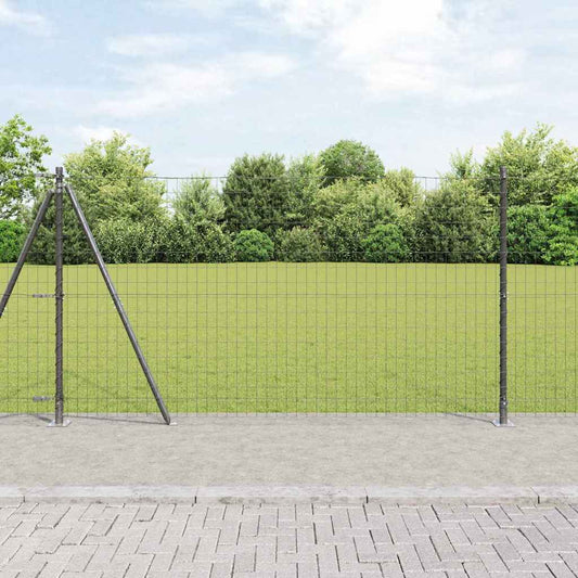 vidaXL Euro Fence με 13 Φλαντζωτές Στήλες 1.2x25 μ Γαλβανισμένος Χάλυβας