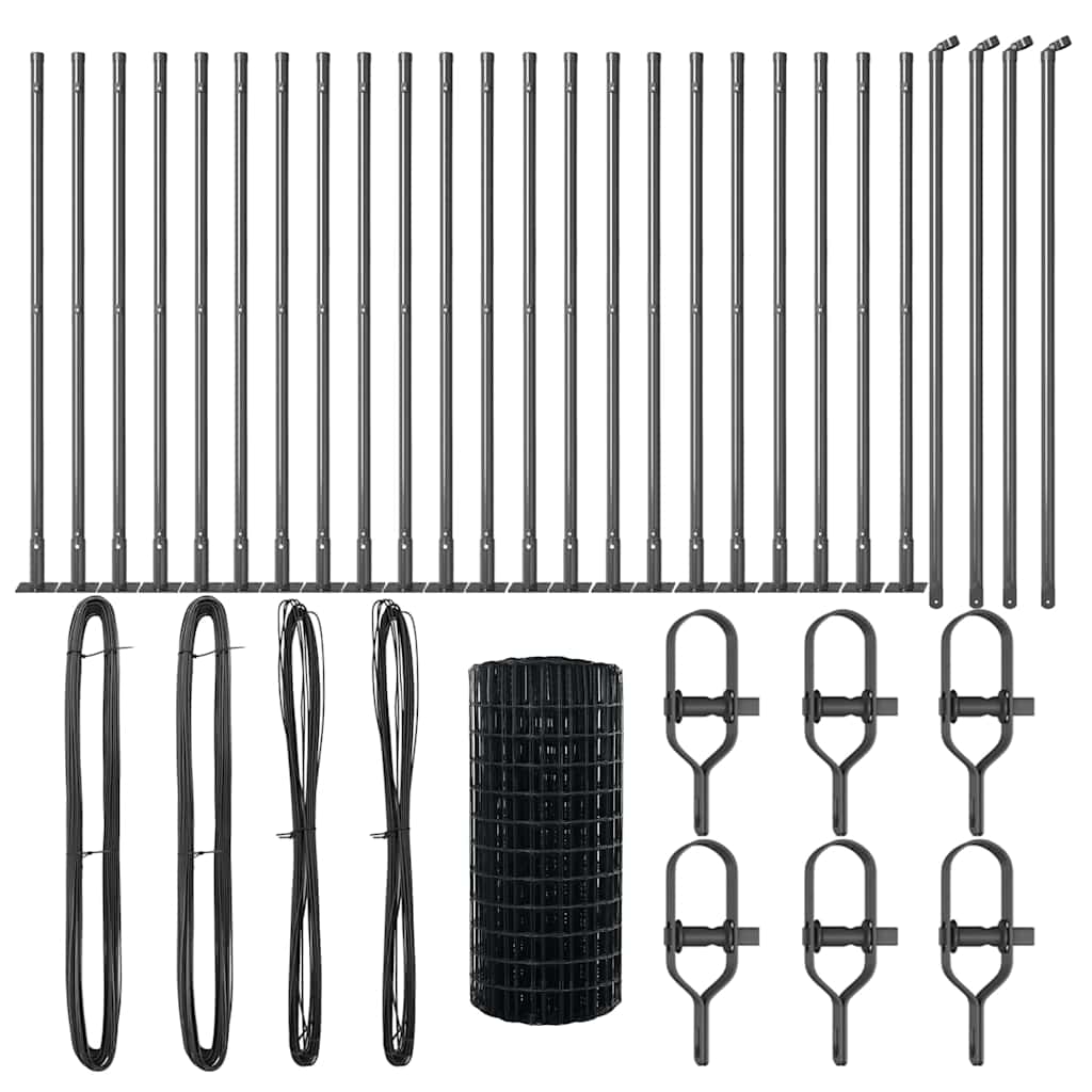 vidaXL Euro Fence με 13 Φλαντζωτές Κολώνες 0.4x50 μ Γαλβανισμένο Ατσάλι