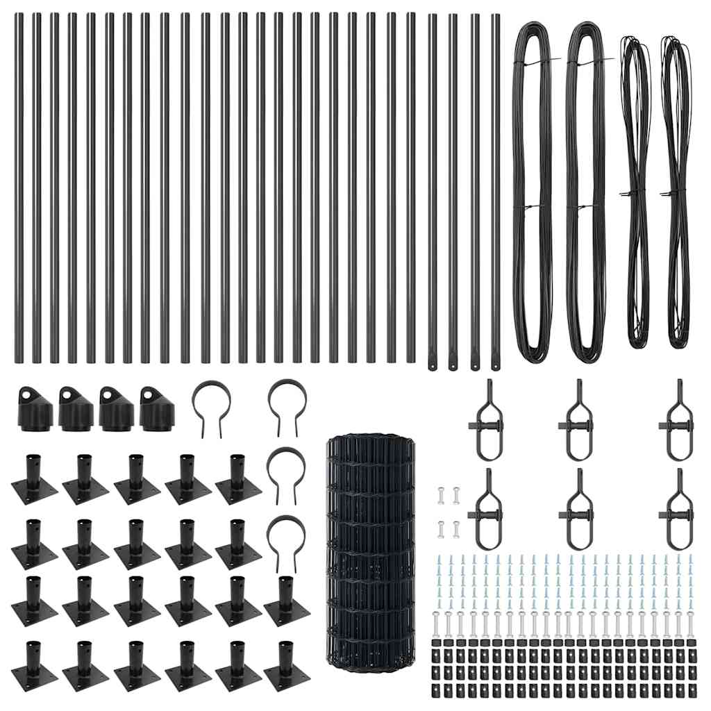 vidaXL Euro Fence με 13 φλαντζωτούς πόλους 0.4x50 m γαλβανισμένος χάλυβας