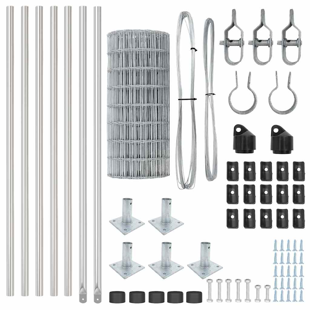 vidaXL Euro Fence με 7 Στήλες με Στεφάνη 0.4x10 μ Γαλβανιζέ Χάλυβα
