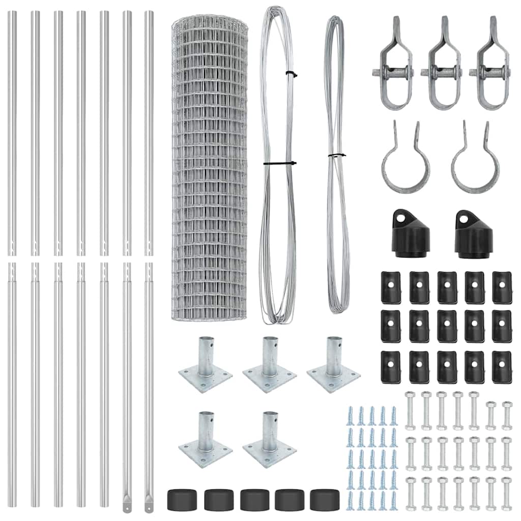 vidaXL Ευρωπαϊκή περίφραξη με 7 φλαντζωτές θέσεις 1x10 μ Γαλβανισμένο ατσάλι