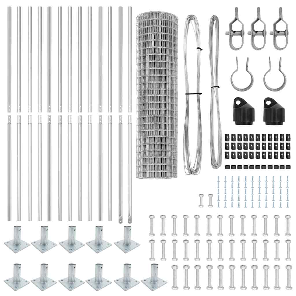 vidaXL Ευρωπαϊκός Φράκτης με 13 Φλάντζες 1x25 μ Γαλβανισμένος Χάλυβας