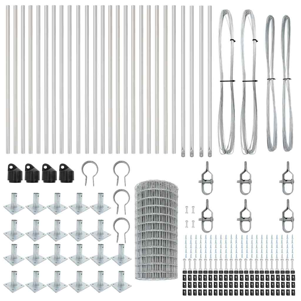 vidaXL Ευρωπαϊκή περίφραξη με 13 φλαντζωτές κολόνες 0.4x50 μ Γαλβανισμένος χάλυβας