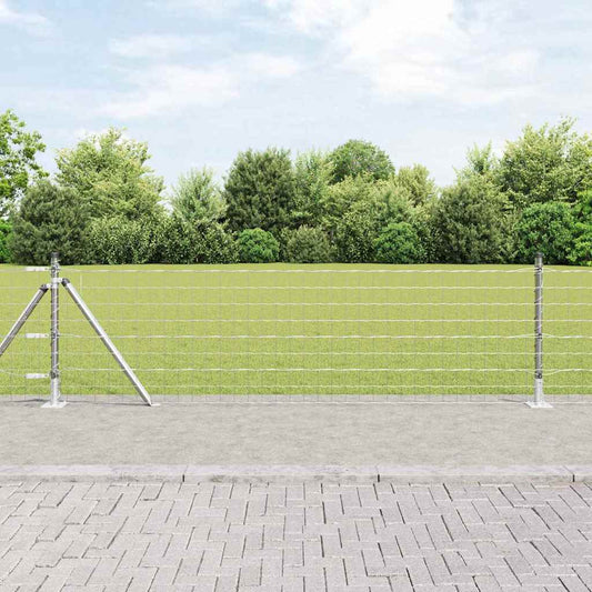 vidaXL Euro Fence με 13 Φλαντζωτές Στηλές 0.4x50 m Γαλβανισμένος Χάλυβας