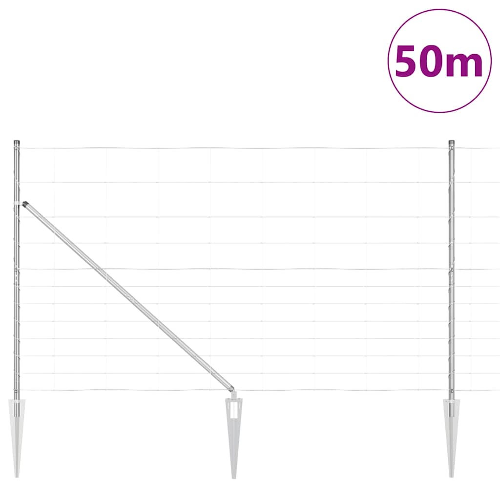 vidaXL Φράκτης Πεδίων 1.4x50 μ Γαλβανισμένος Χάλυβας