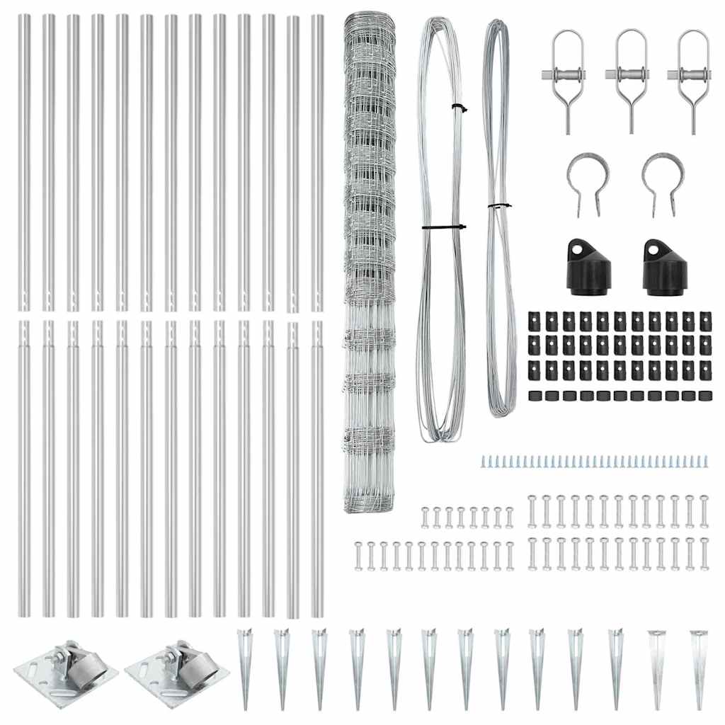 vidaXL Φράκτης Πεδίου 1.5x50 μ Γαλβανισμένο Ατσάλι