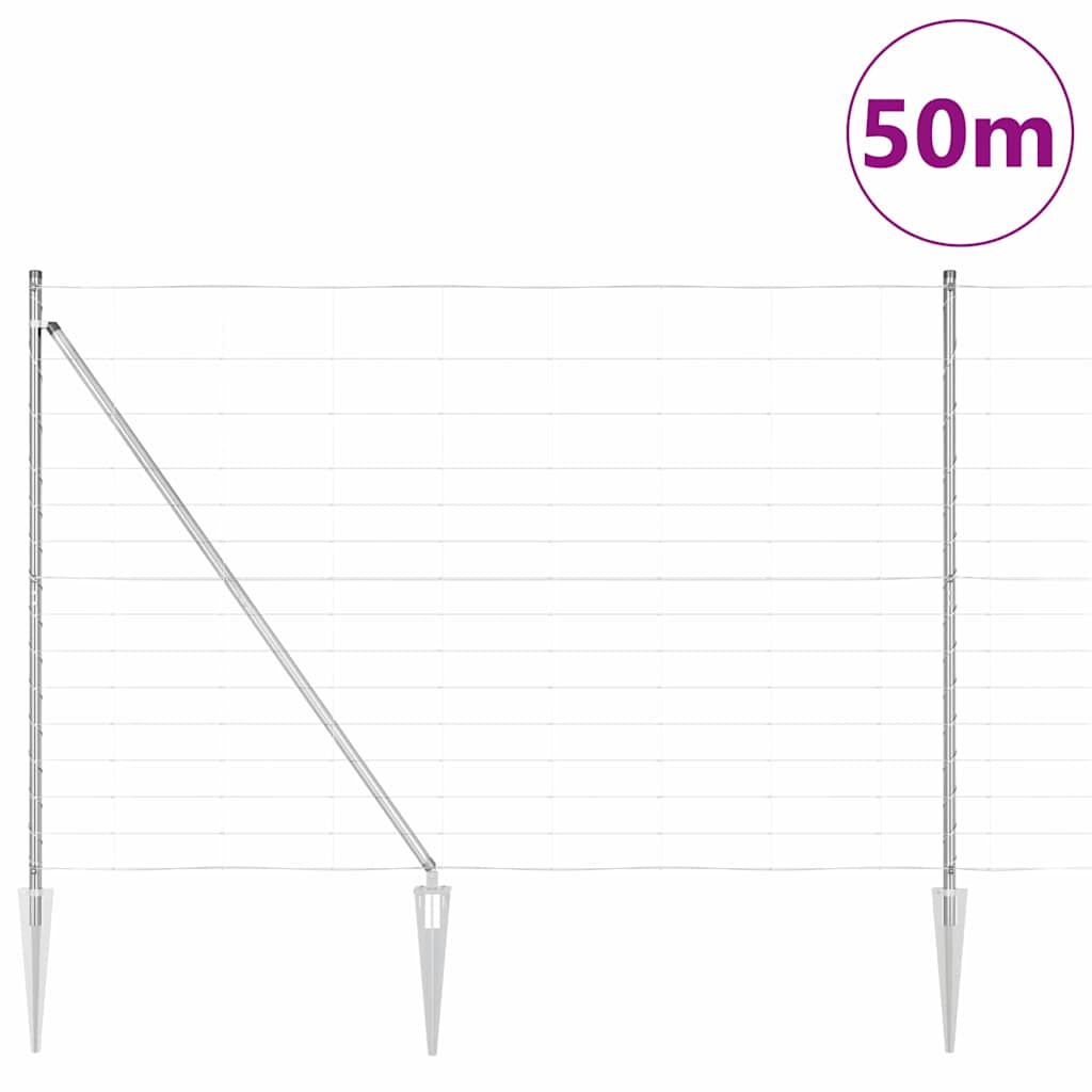 vidaXL Συρματόπλεγμα με ακίδες 50 x 1,6 m Γαλβανισμένος Χάλυβας Ασημί