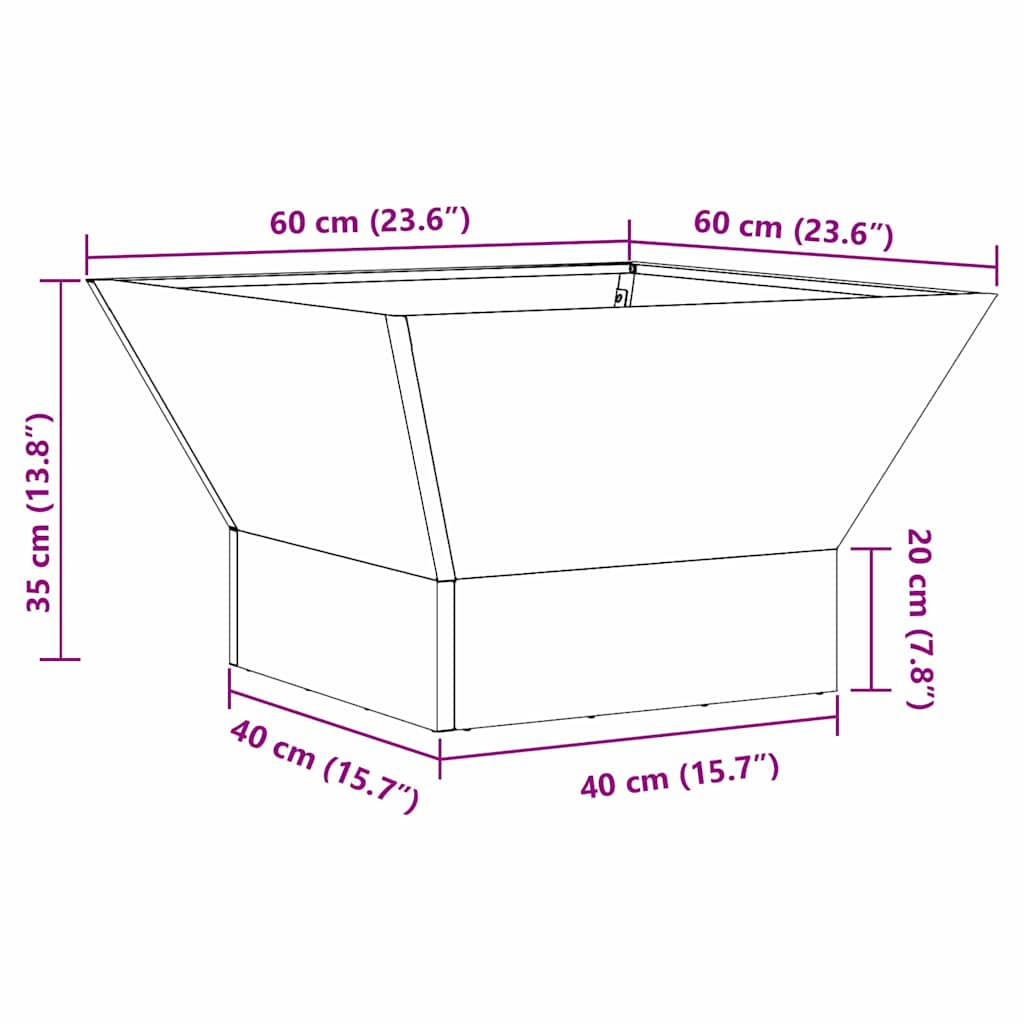 vidaXL Φωτιά Μαύρο 60 x 60 x 35 cm Ατσάλι