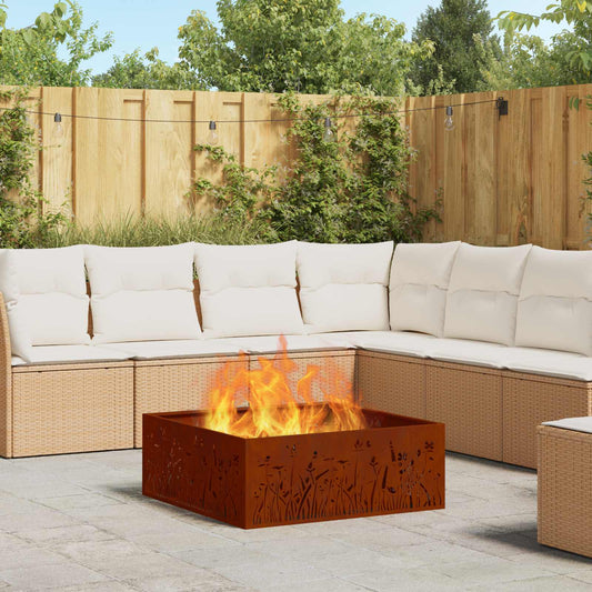 vidaXL Φωτιά Καφέ 80 x 80 x 30 cm Ατσάλι Σκληρυθέν στον Αέρα