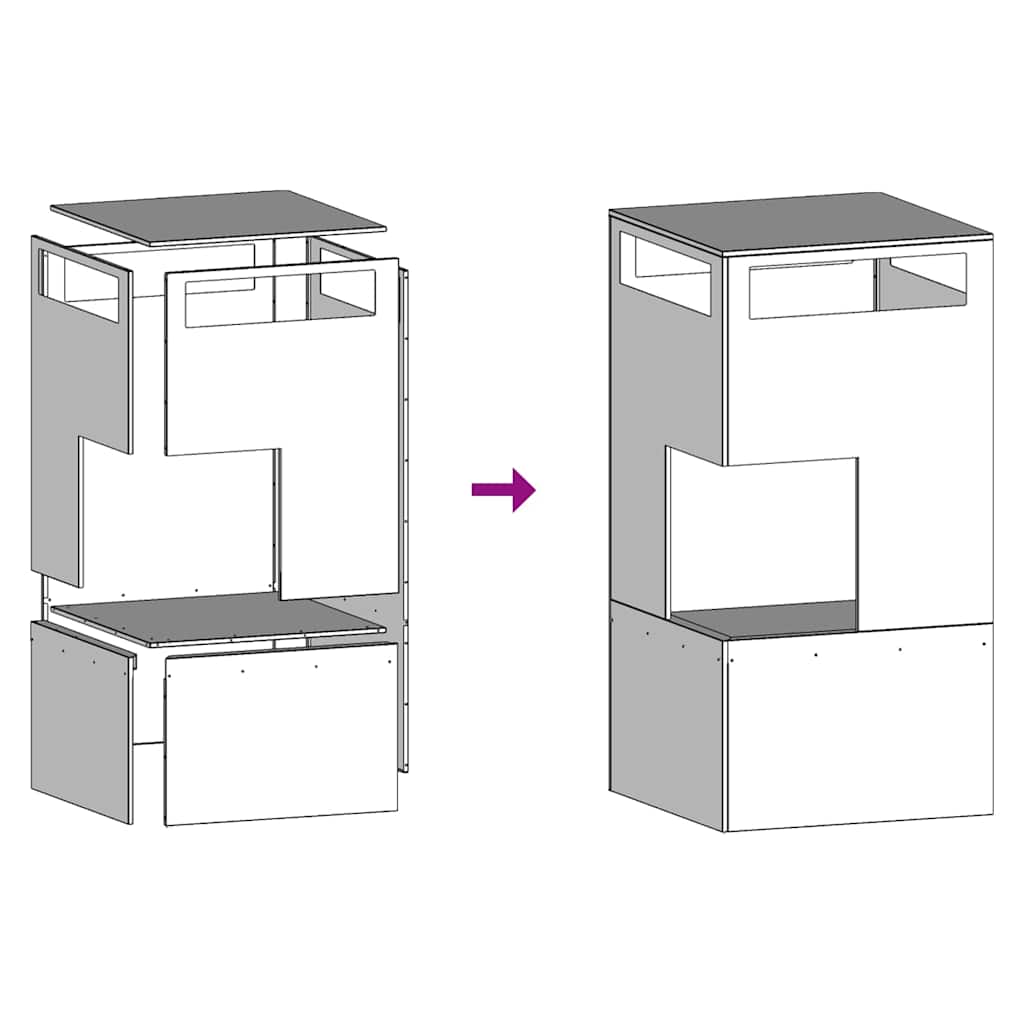 vidaXL Φωτιά Μαύρο 50 x 50 x 100 cm Ατσάλι