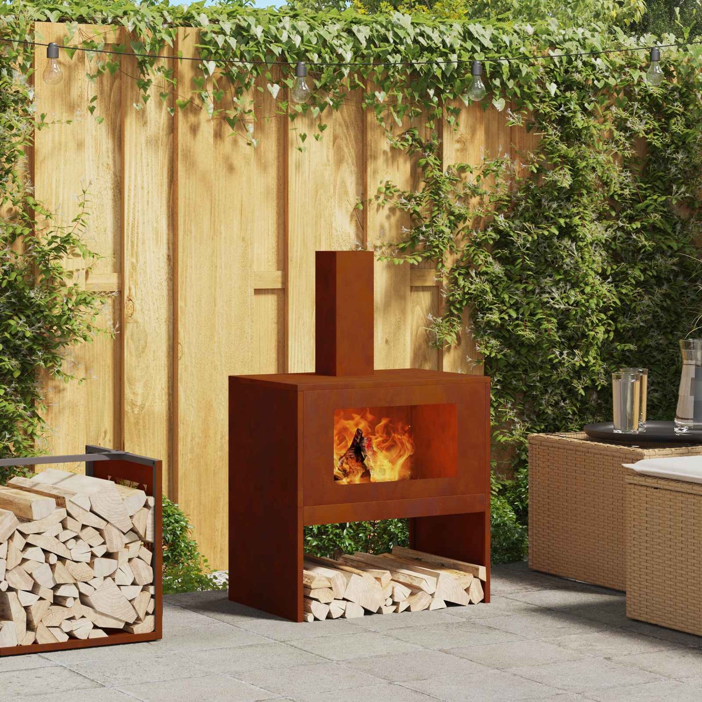 vidaXL Φωτιά Καφέ 60 x 40 x 96 εκ. Ατσάλι Σκληρυθέν στον Αέρα