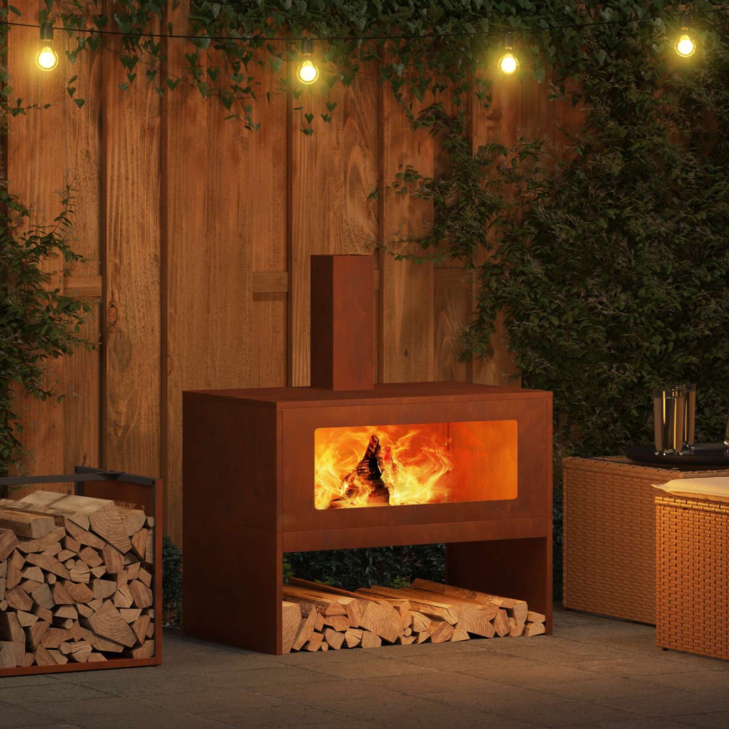 vidaXL Φωτιά Σκ rusty 80 x 50 x 96 εκ. Ατσάλι Σκληρυθέν στον Αέρα
