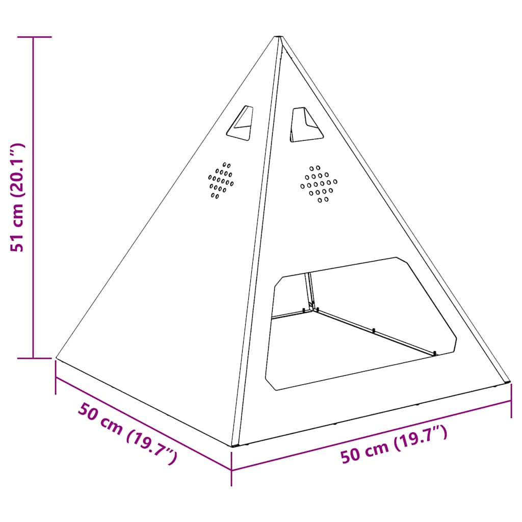 vidaXL Φωτιά Μαύρο 50 x 50 x 51 εκ. Ατσάλι