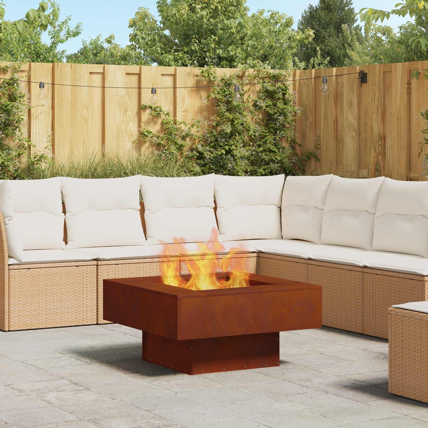 vidaXL Φωτιά Καφέ 80 x 80 x 40 cm Ατσάλι Σκληρυθέν στον Αέρα