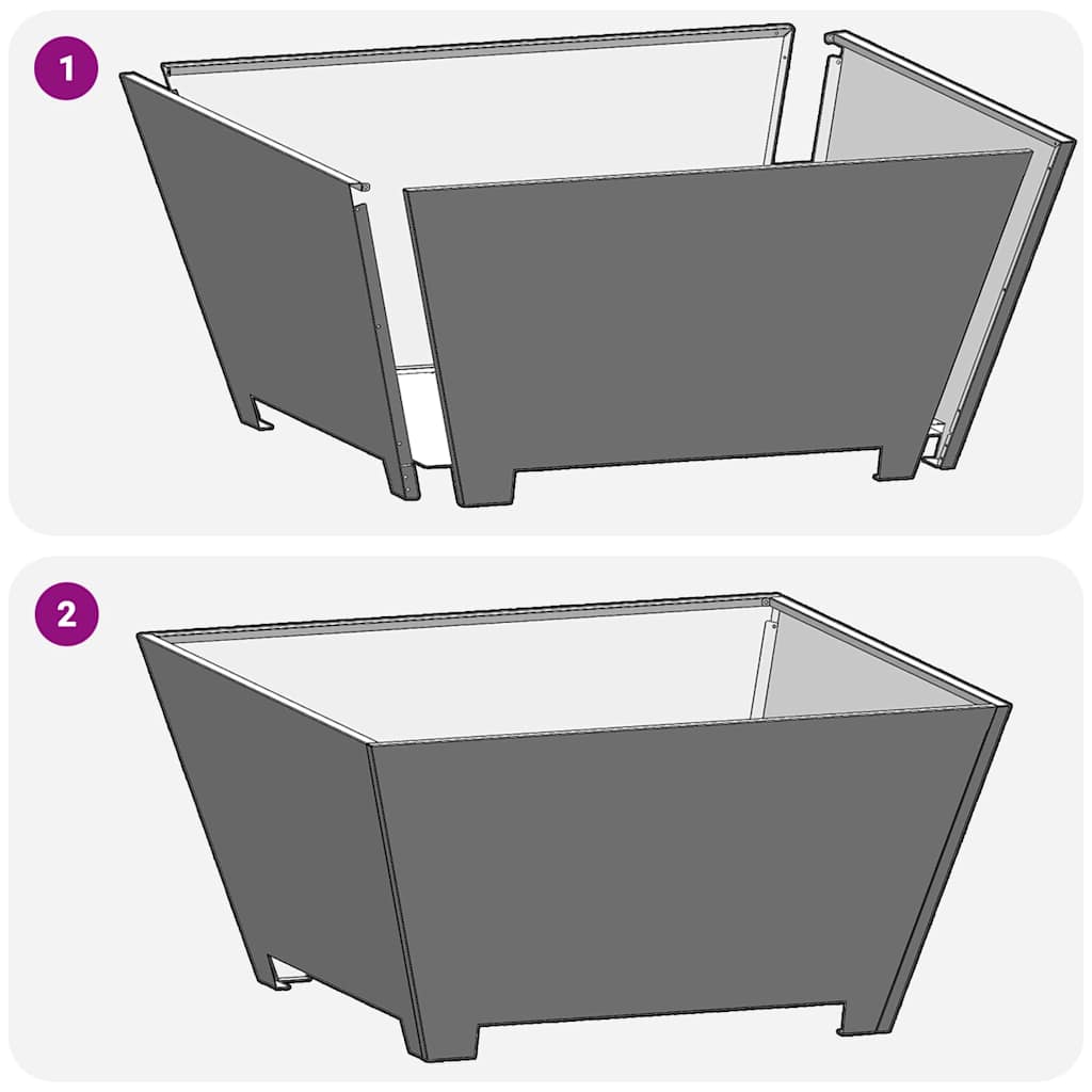 vidaXL Φωτιά Μπολ Μαύρο 80 x 80 x 40 cm Ατσάλι Σκληρυθέν στον Αέρα