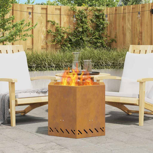 vidaXL Σόμπα Φωτιάς Χωρίς Καπνό Καφέ 58 x 58 x 51 cm Ατσάλι καιρό