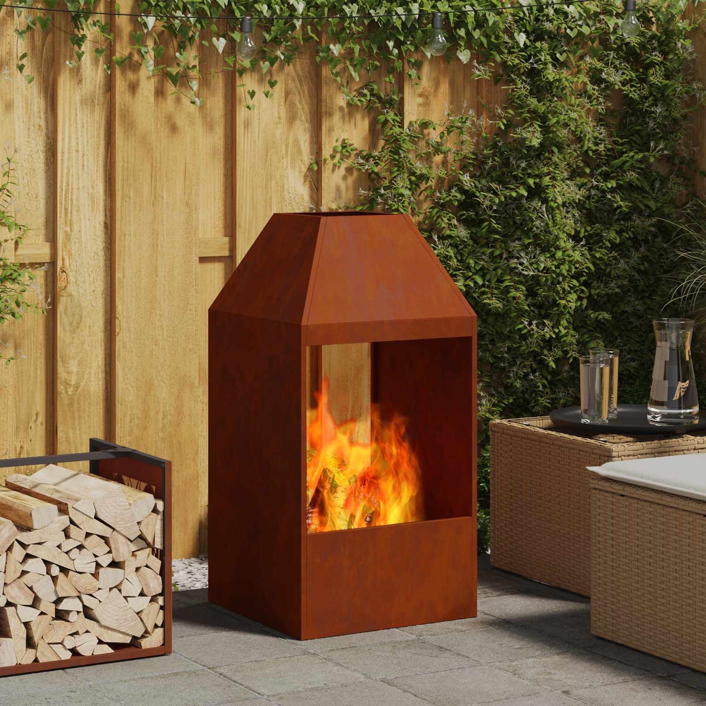vidaXL Φωτιά Καφέ 50 x 50 x 100 cm Ατσάλι Σκληρυθέν στον Αέρα