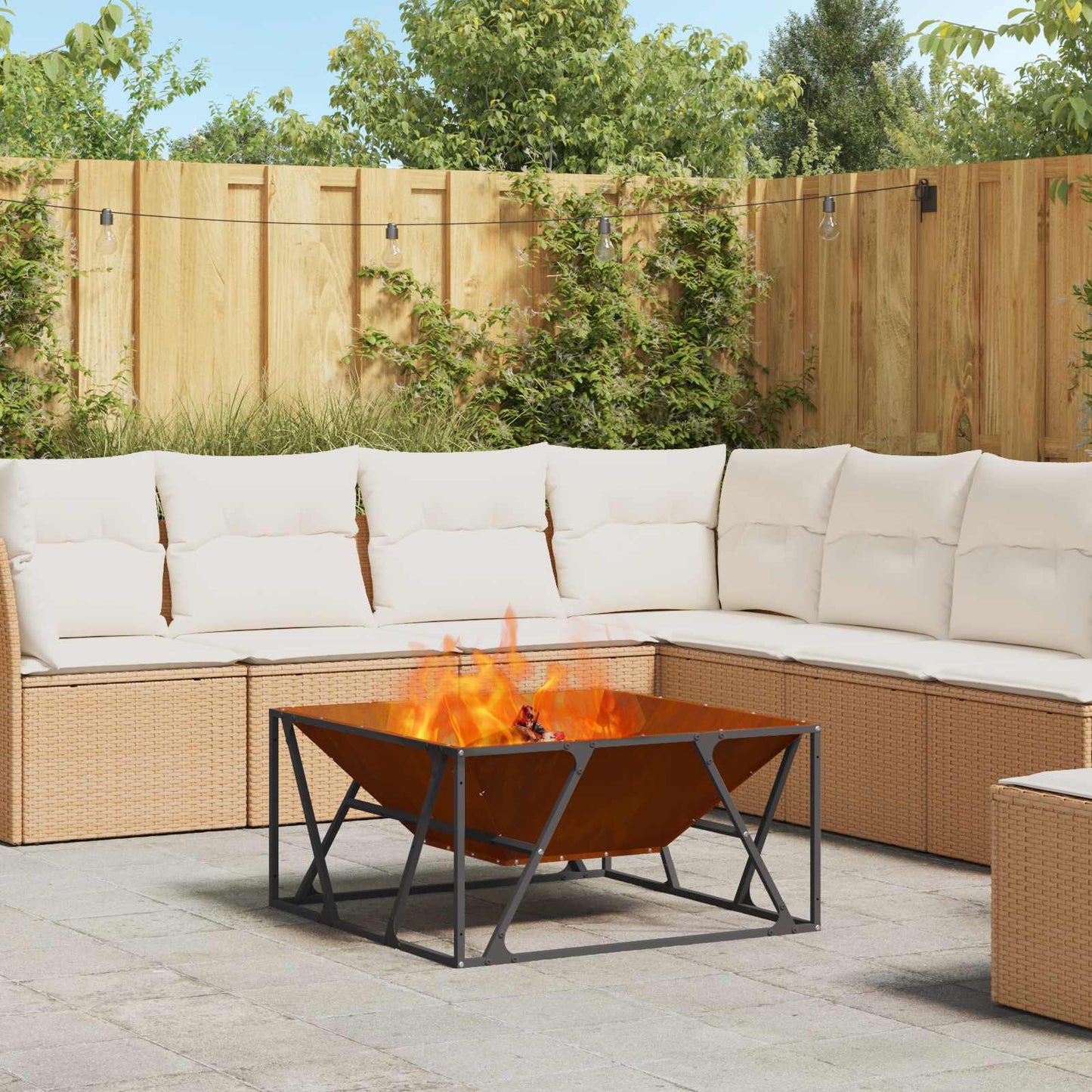 vidaXL Φωτιά Καφέ 80 x 80 x 40 cm Ατσάλι Σκληρυθέν στον Αέρα