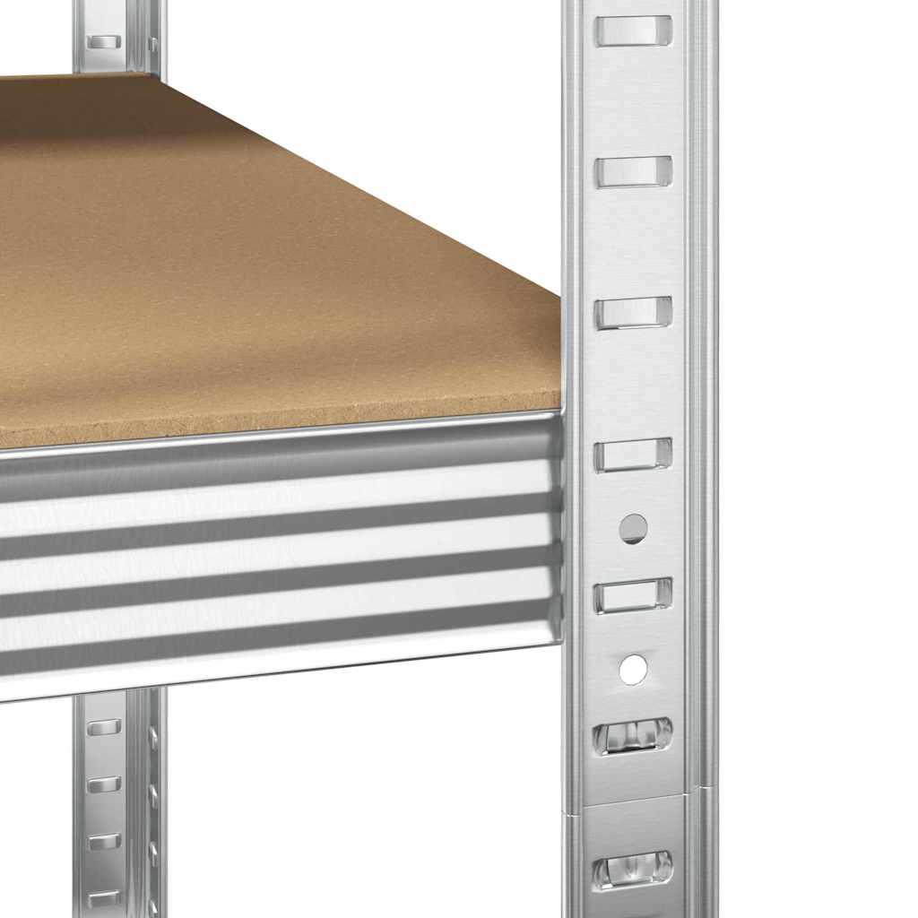 vidaXL Γωνιακό ράφι με ράφι Ασημί 90 x 90 x 198 cm Επεξεργασμένο Ξύλο