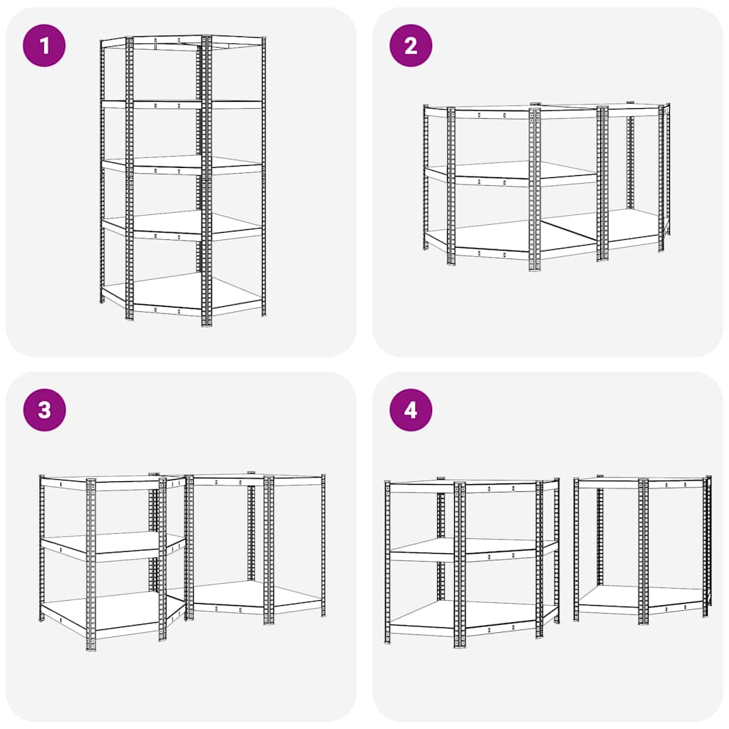 vidaXL Γωνιακό ράφι με ράφι Ασημί 90 x 90 x 198 cm Επεξεργασμένο Ξύλο