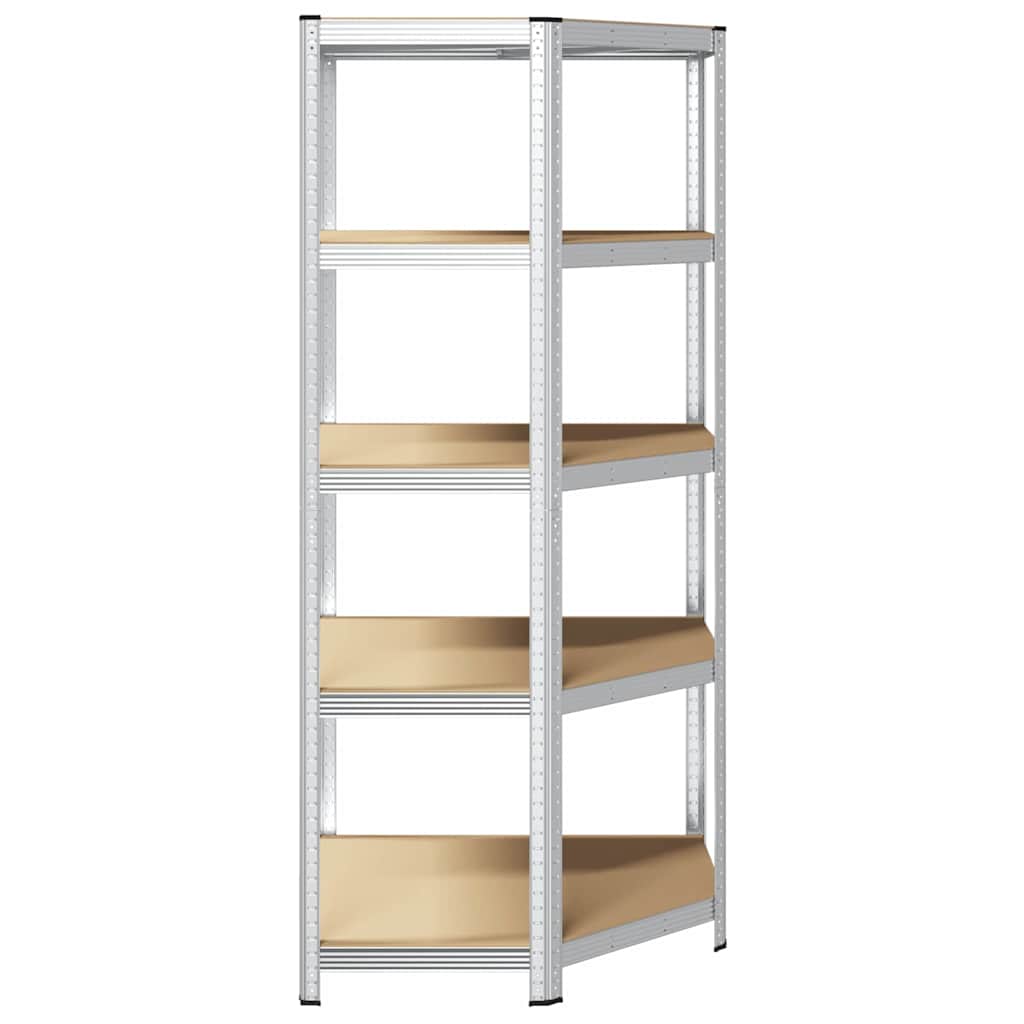 vidaXL Γωνιακό ράφι με ράφι Ασημί 90 x 90 x 198 cm Επεξεργασμένο Ξύλο