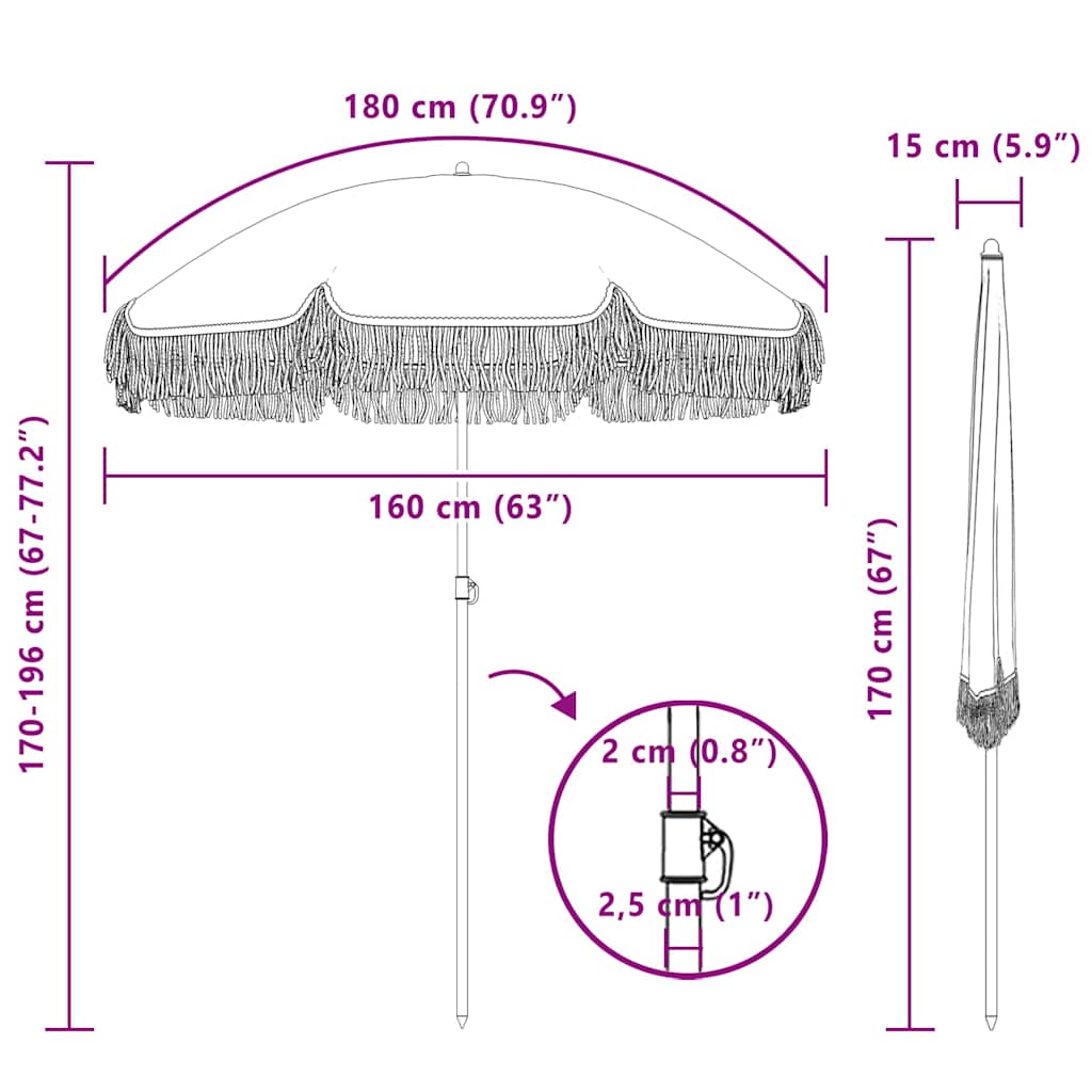 vidaXL Παράσολα Παραλίας Κίτρινο και Λευκό 160 x 160 x 196 εκ