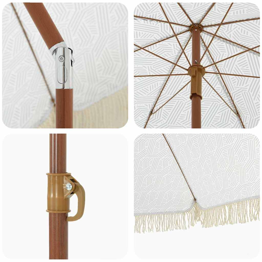 vidaXL Παράσολα Παραλίας Γκρι και Λευκό 160 x 160 x 196 εκ