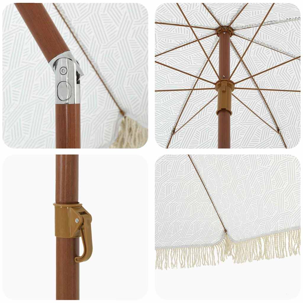 vidaXL Παράσολα Παραλίας Γκρι και Λευκό 205 x 205 x 210 εκ