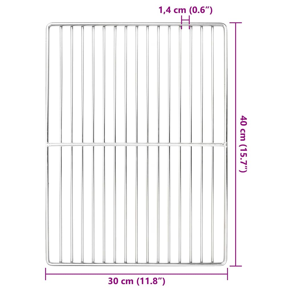vidaXL Σχάρα ψησίματος Ασημί 40 x 30 cm Ανοξείδωτο ατσάλι
