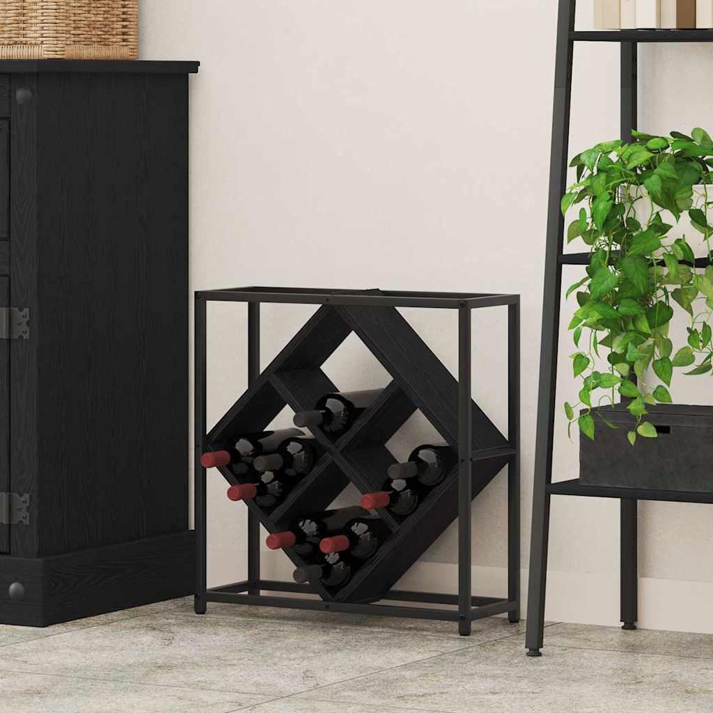 vidaXL Ράφι Κρασιού Μαύρη δρυς 51 x 18 x 52.5 εκ. Επεξεργασμένο ξύλο