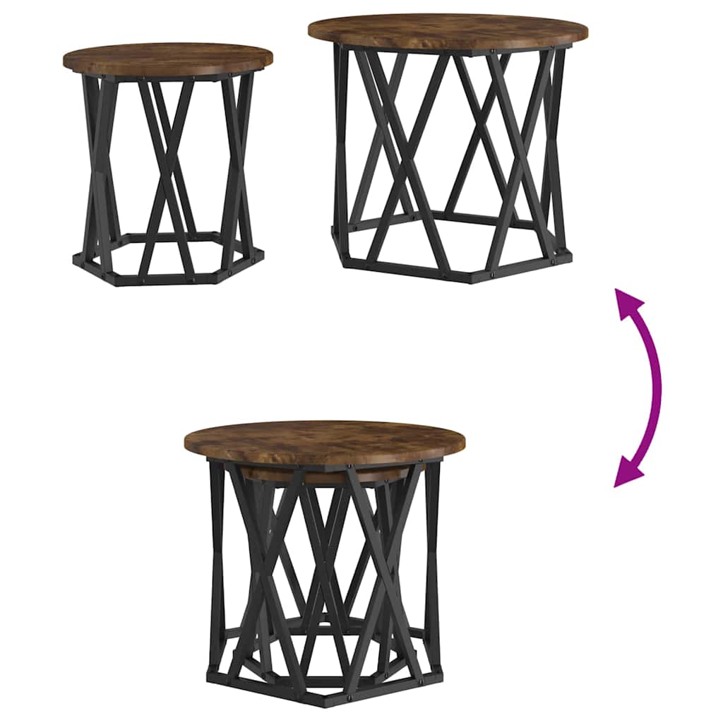 vidaXL Τραπεζάκι Πλευράς 2 pcs Καπνιστή δρυς 50 x 50 x 40 cm
