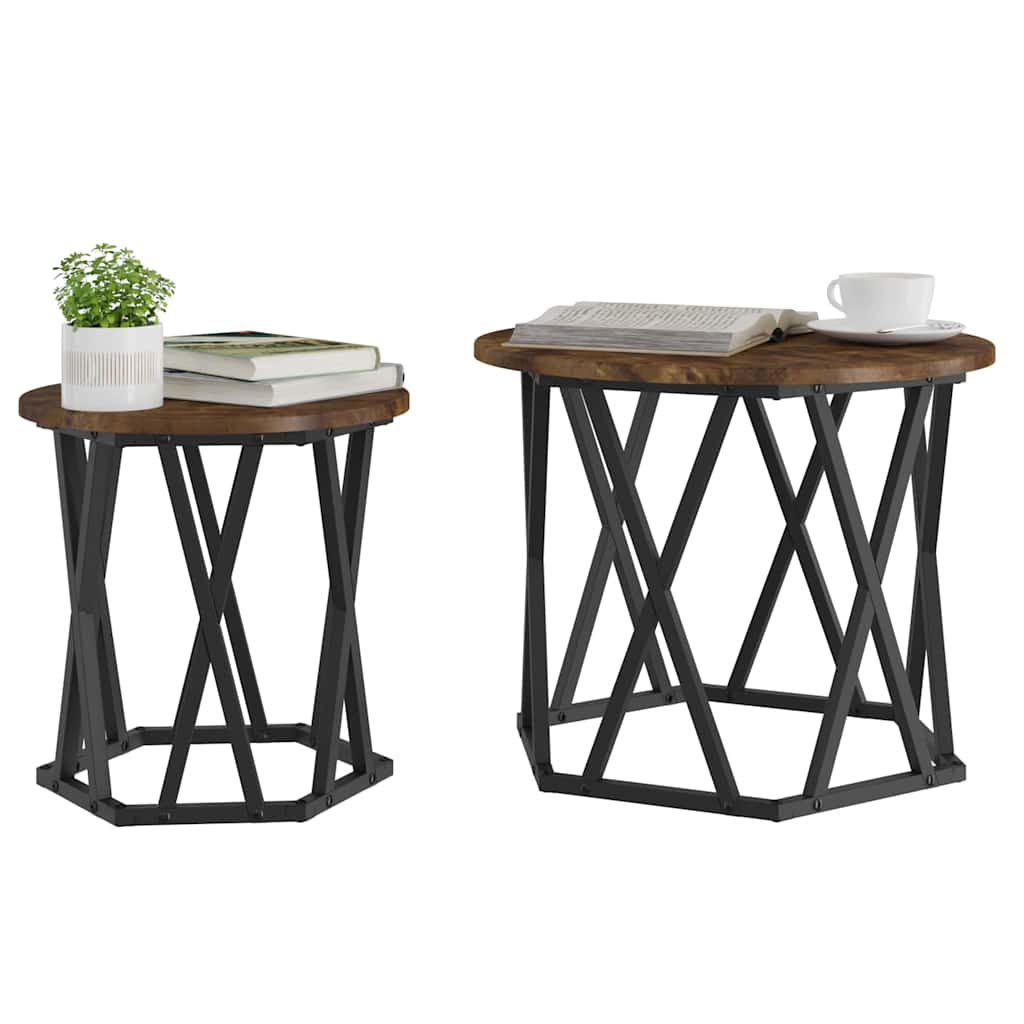 vidaXL Τραπεζάκι Πλευράς 2 pcs Καπνιστή δρυς 50 x 50 x 40 cm