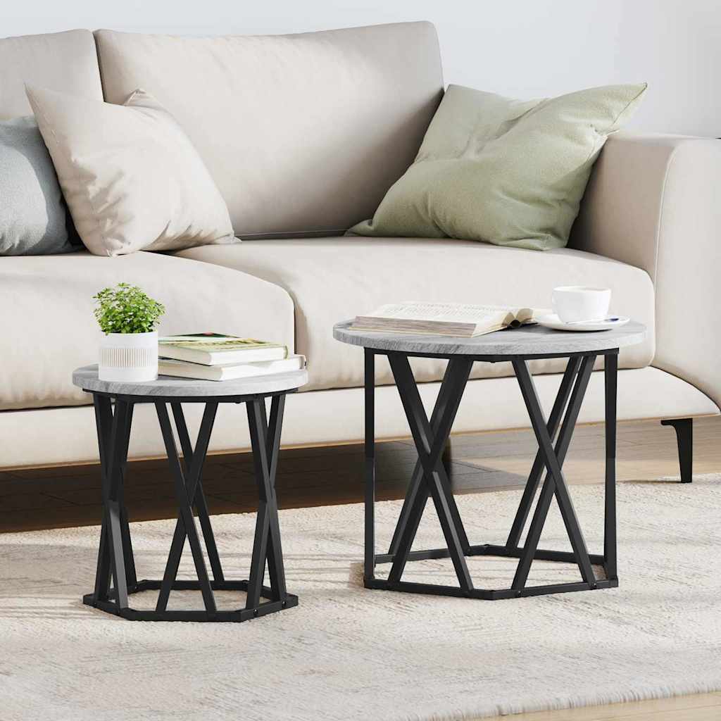 vidaXL Τραπεζάκι Πλευράς 2 pcs Γκρι sonoma 50 x 50 x 40 cm