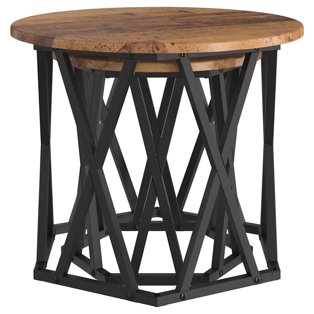 vidaXL Τραπεζάκι Πλευράς 2 pcs Ανακυκλωμένο ξύλο 50 x 50 x 40 cm