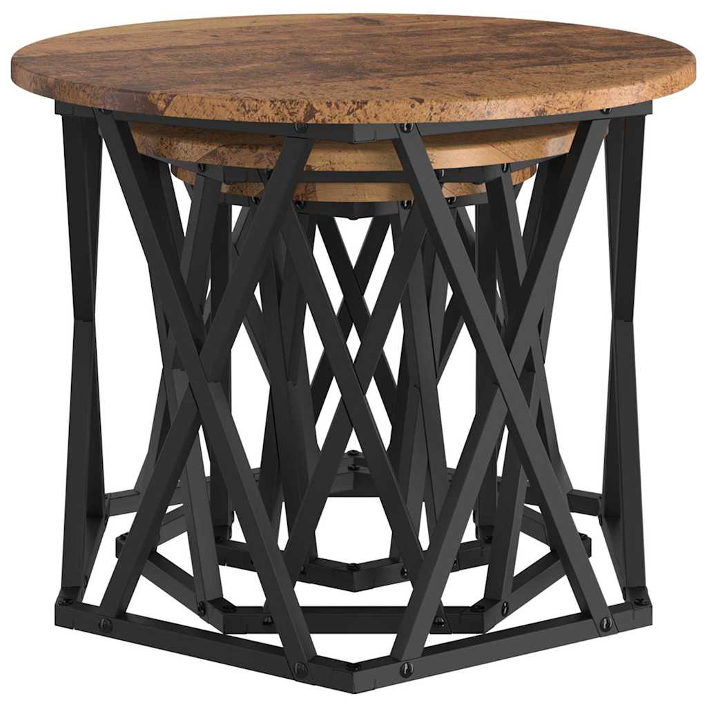 vidaXL Κομοδίνο Μονάδας 3 pcs Παλαιό ξύλο 53 x 53 x 40 cm