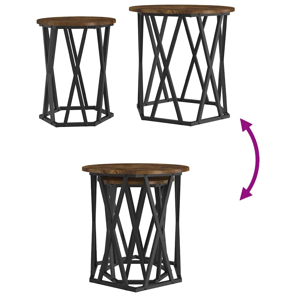 vidaXL Τραπεζάκι σαλονιού 2 pcs Καπνιστή δρυς 50 x 50 x 50 cm