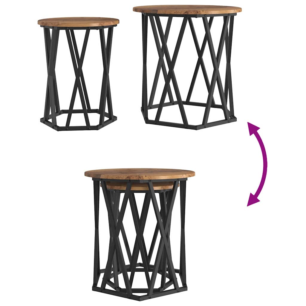 vidaXL Τραπεζάκι σαλονιού 2 pcs Παλαιό ξύλο 50 x 50 x 50 cm