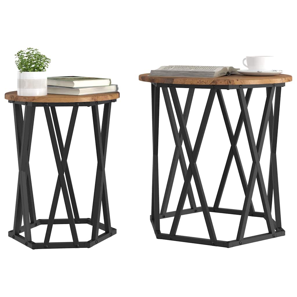 vidaXL Τραπεζάκι σαλονιού 2 pcs Παλαιό ξύλο 50 x 50 x 50 cm