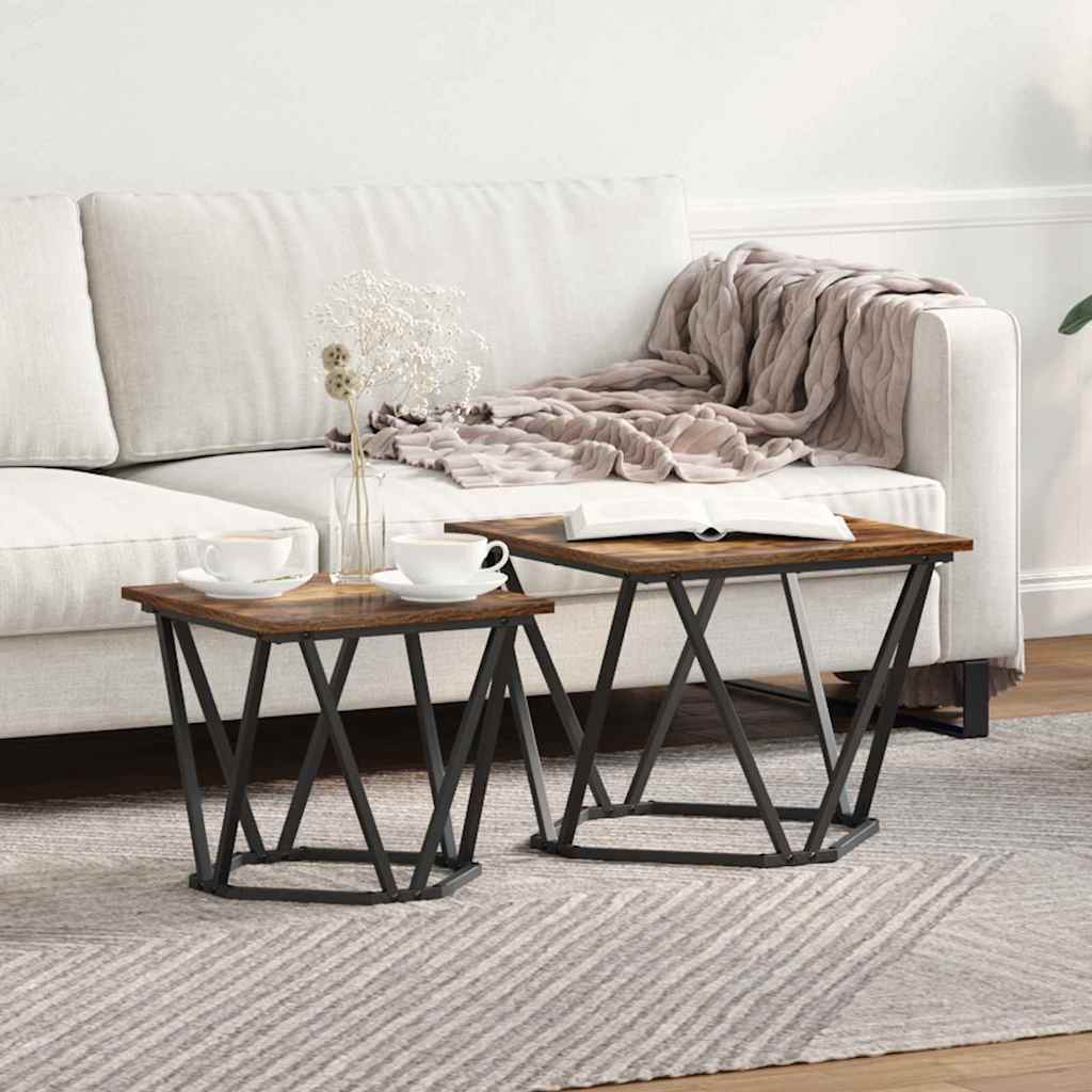 vidaXL Σετ βοηθητικά τραπεζάκια 2 pcs Καπνιστή δρυς 50 x 50 x 40 cm