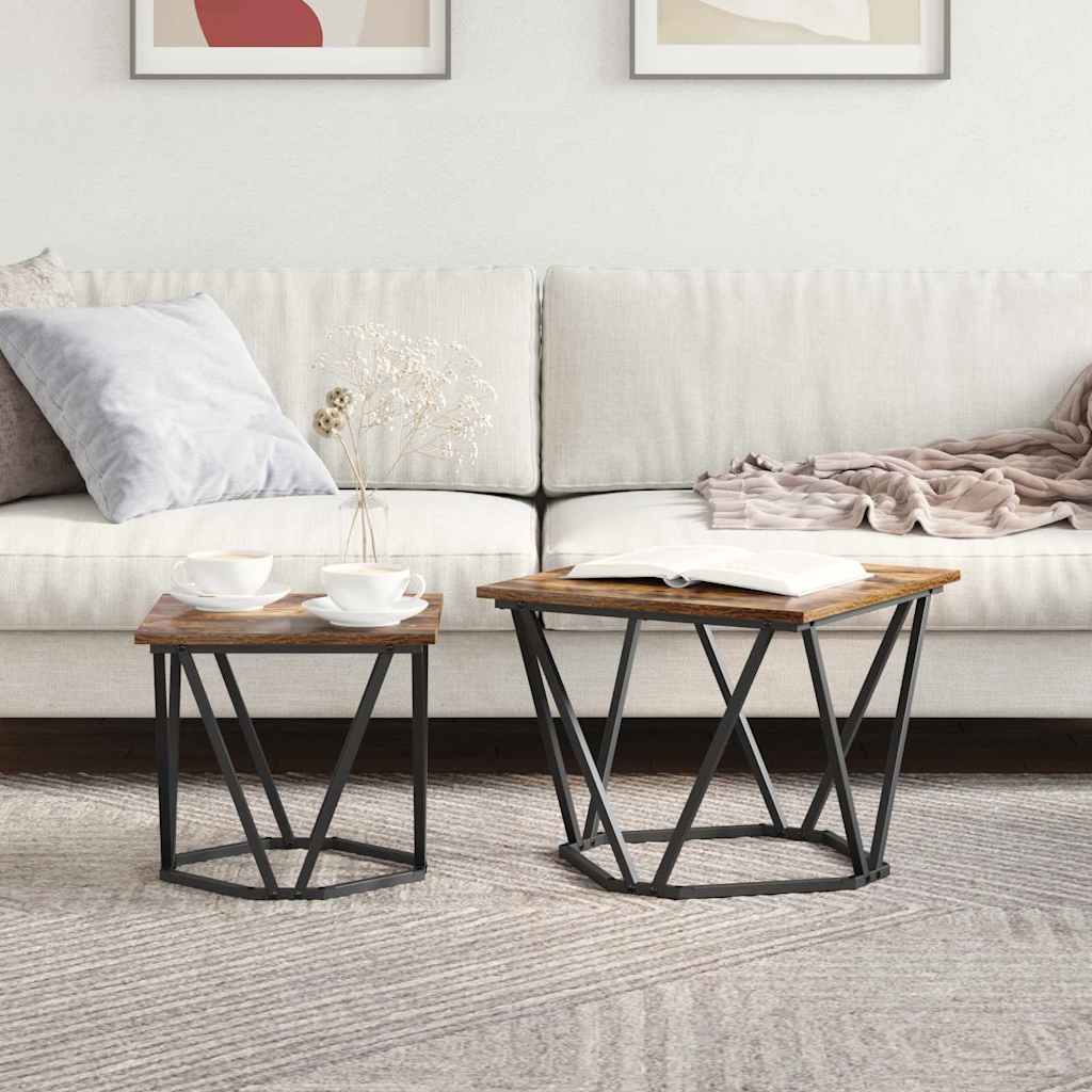 vidaXL Σετ βοηθητικά τραπεζάκια 2 pcs Καπνιστή δρυς 50 x 50 x 40 cm