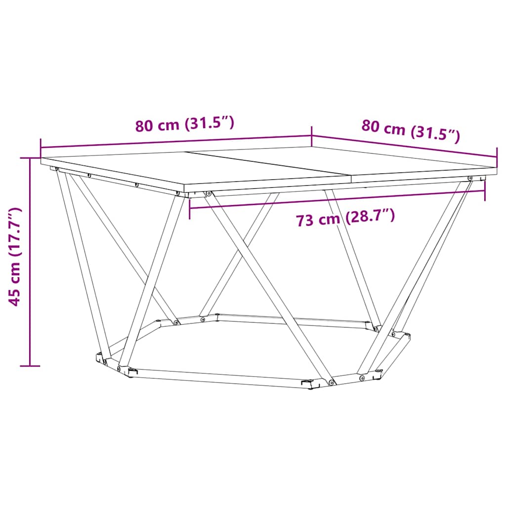 vidaXL Τραπεζάκι σαλονιού Μαύρη δρυς 80 x 80 x 45 cm