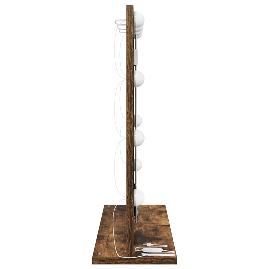 vidaXL Καθρέφτης τουαλέτας με καθρέφτη Καπνιστό Δρύς 60 x 55 x 18 εκ.