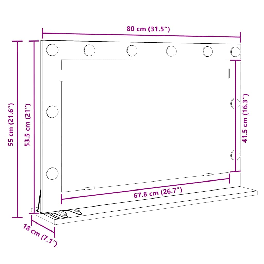 vidaXL Καθρέφτης τουαλέτας με καθρέφτη Σκυρόδεμα Γκρι 80 x 55 x 18 εκ.